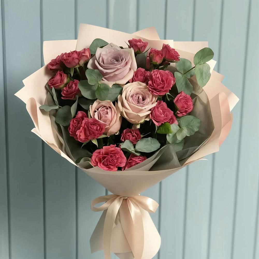 Букет цветов из: Гвоздики и Розы в Берёзовке Алтайского края