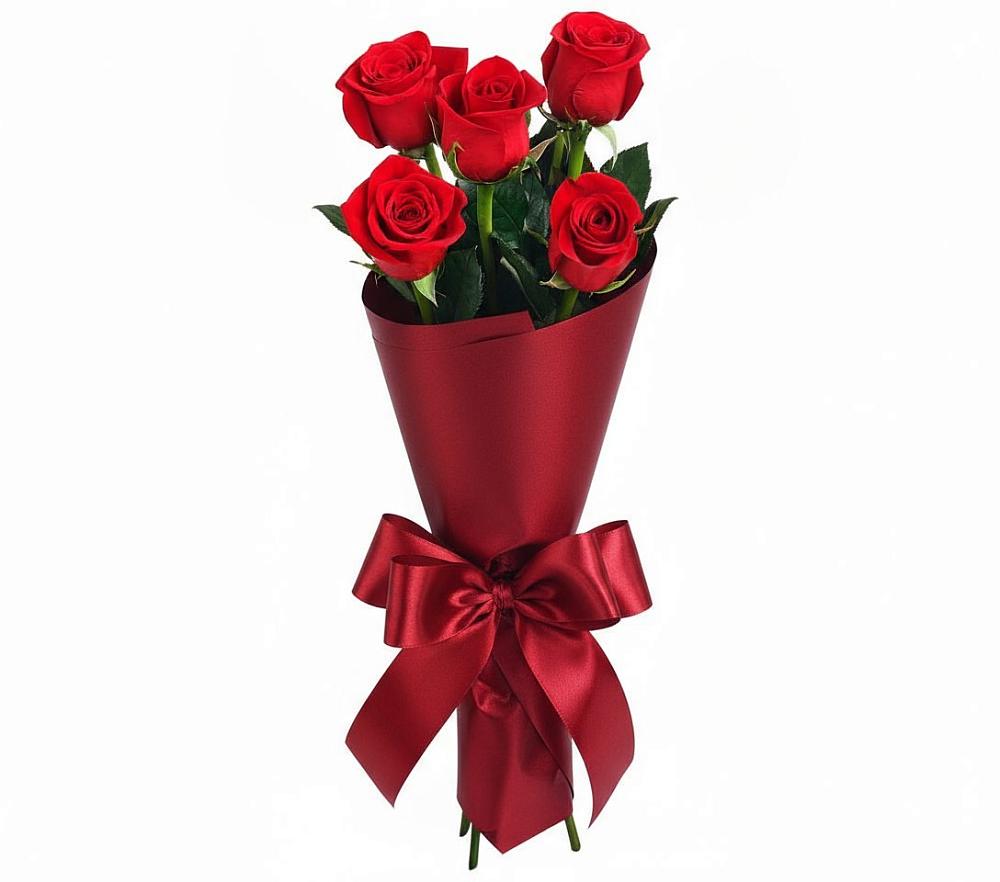 Букет 5 Красных роз Эдлесс Лав в Берёзовке Алтайского края
