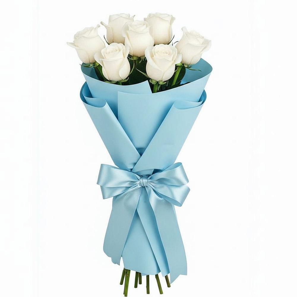 Букет 7 белых роз Проуд в Берёзовке Алтайского края