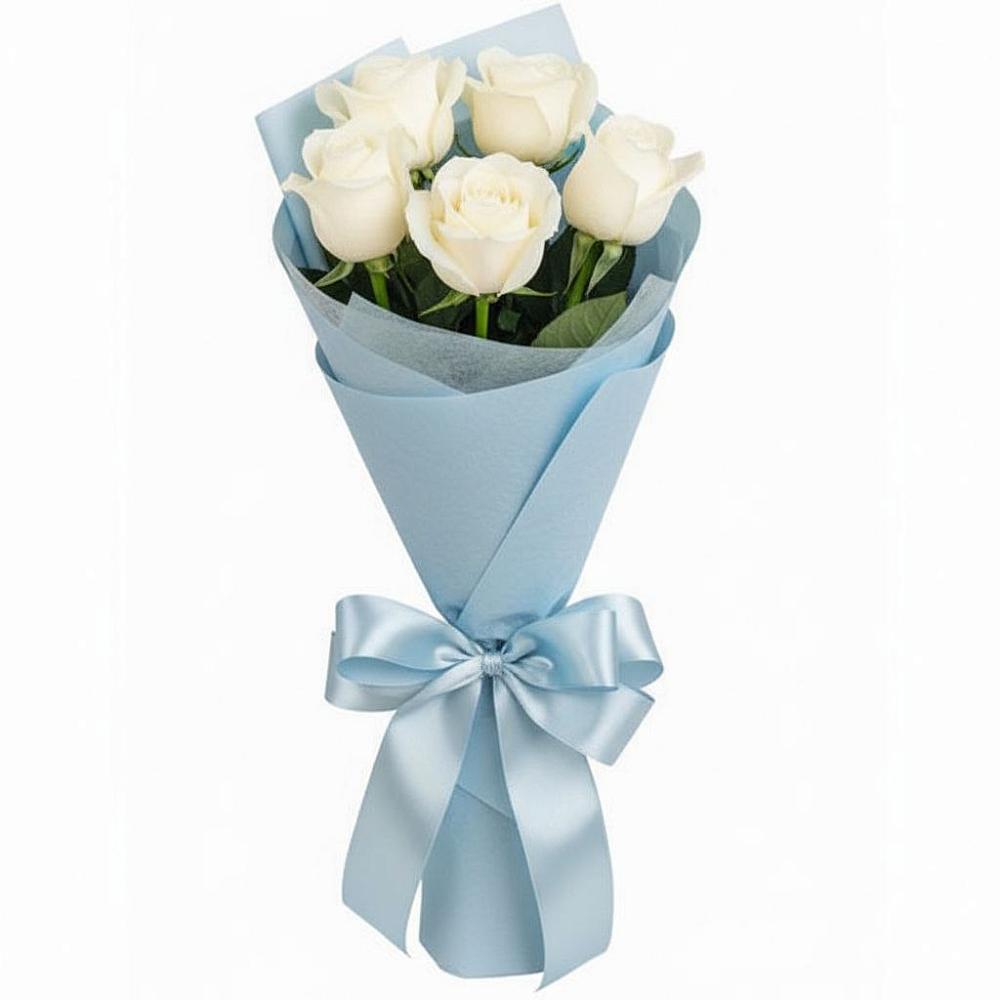Букет 5 Белых роз Проуд в Берёзовке Алтайского края