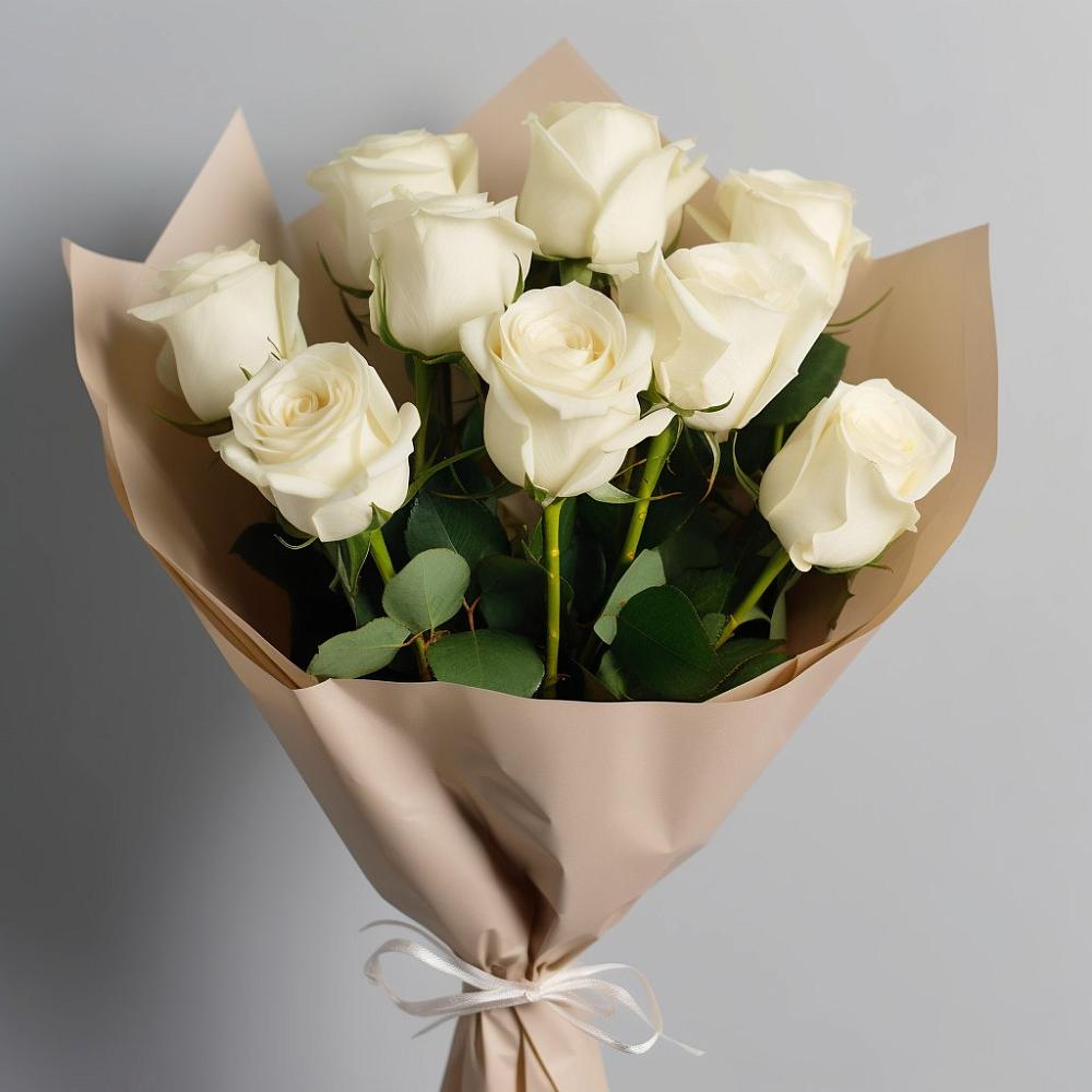Букет 9 Белых роз Эдлесс Лав в Берёзовке Алтайского края