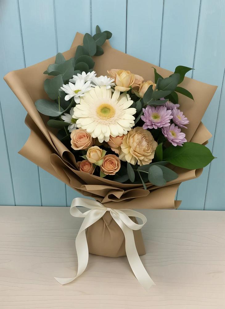 Букет цветов из: Герберы и Хризантемы в Берёзовке Алтайского края