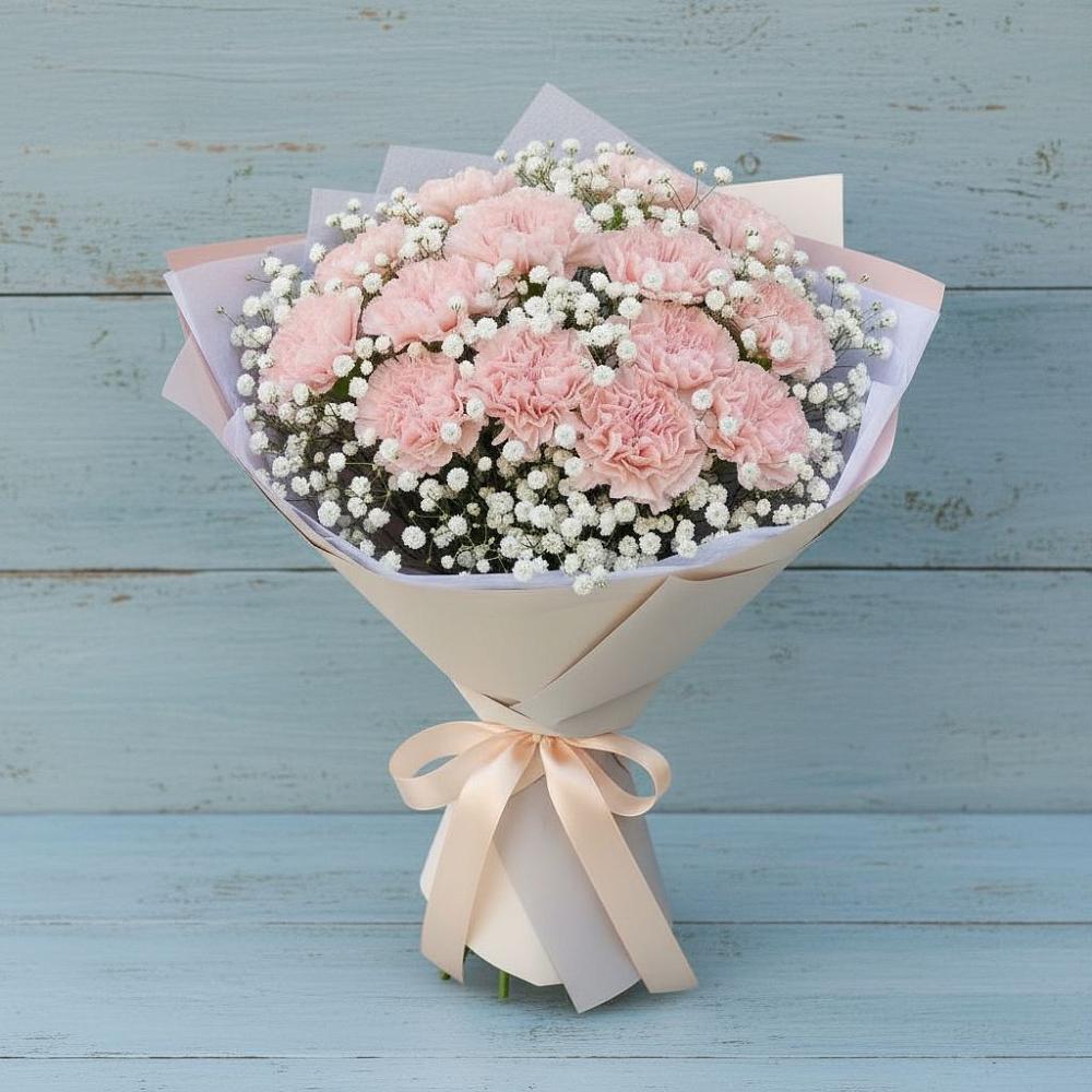 Букет цветов из: Гвоздики в Берёзовке Алтайского края