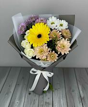 Букет цветов из:  Розы, Герберы и Хризантемы #REPLACE_PRED# Берёзовке Алтайского края