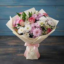 Букет цветов из:  Хризантемы, Альстромерии и Розы в Берёзовке Алтайского края