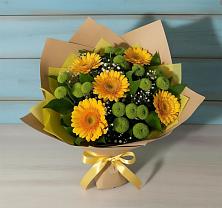Букет цветов из:  Герберы и Хризантемы в Берёзовке Алтайского края