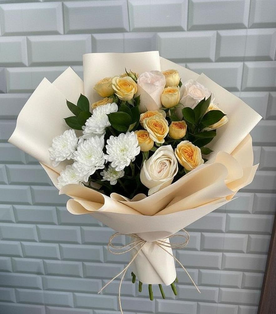 Букет цветов из: Розы и Хризантемы в Берёзовке Алтайского края