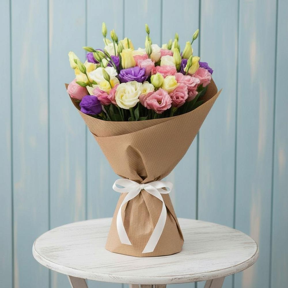 Букет цветов из: Лизиантусы в Берёзовке Алтайского края