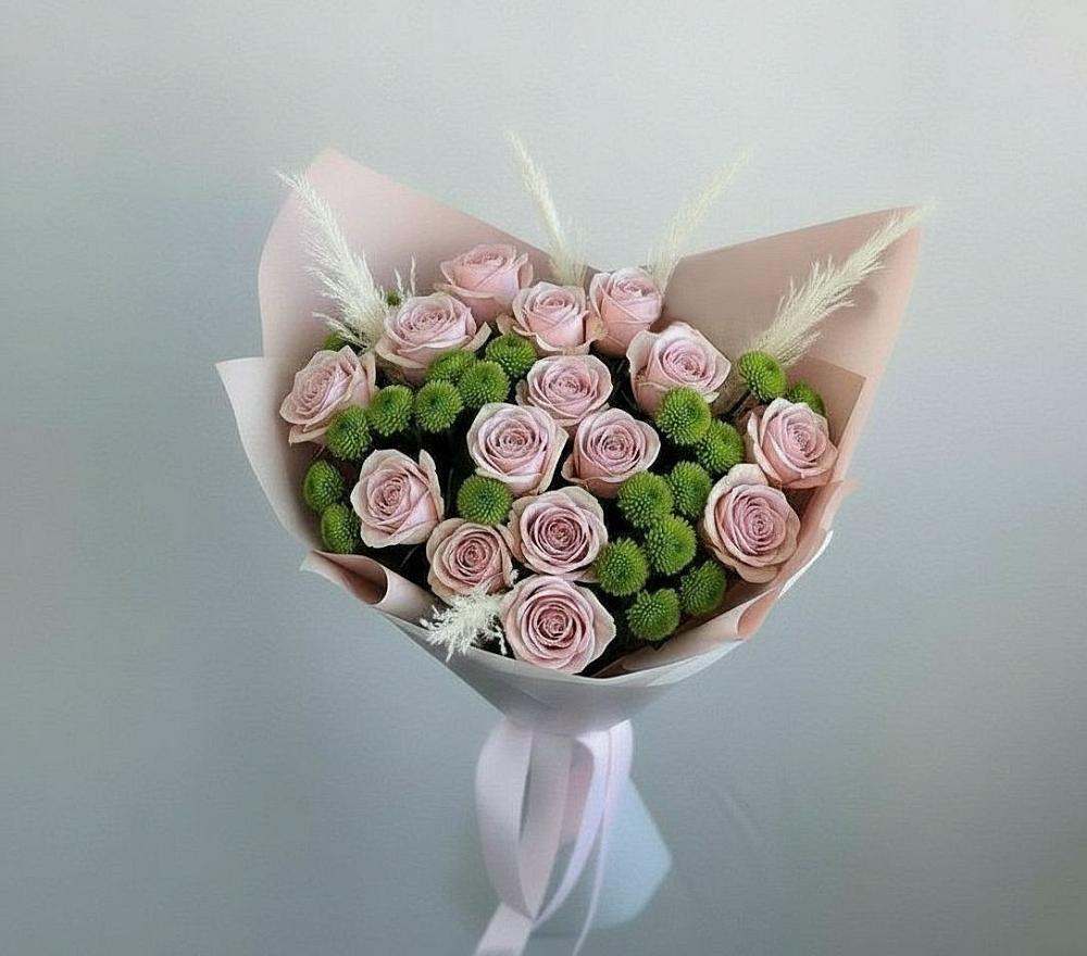 Букет цветов из: Розы и Хризантемы в Берёзовке Алтайского края