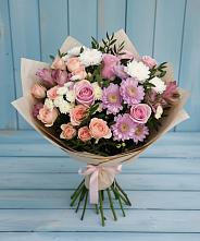 Букет цветов из:  Хризантемы, Розы и Альстромерии в Берёзовке Алтайского края