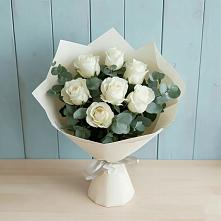 Букет Белые розы в Эвкалипте в Берёзовке Алтайского края