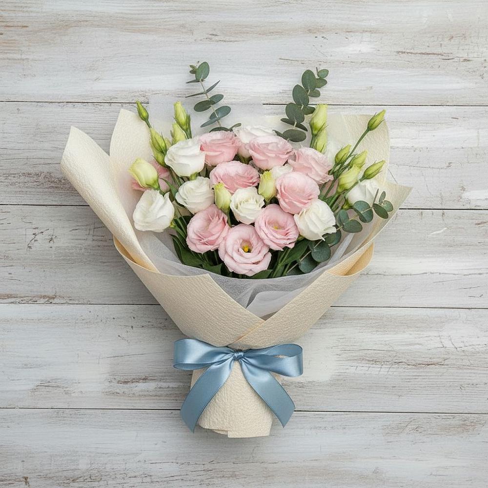 Букет цветов из: Лизиантусы в Берёзовке Алтайского края